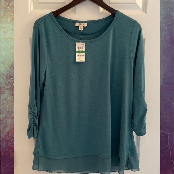 Style & Co 3/4 Sleeve Top - NWT - Large - Green Nectar - Picture 1 of 6
